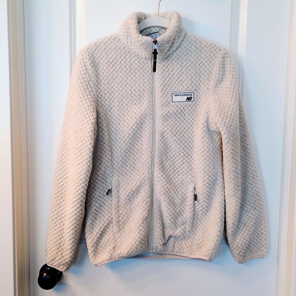 New Balance Womens Small Quilted Fleece Full Zip Jacket Gray